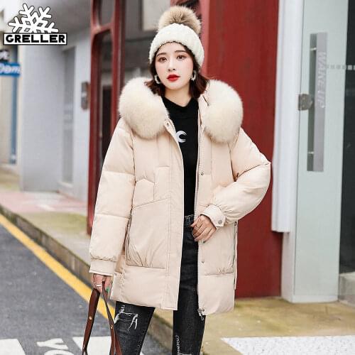 GRELLER 2021 Winter Coat Women Thickening Warm Parkas Snow Wear Slim Fashion Female Jacket Plus Size Cotton Padded Women Clothes