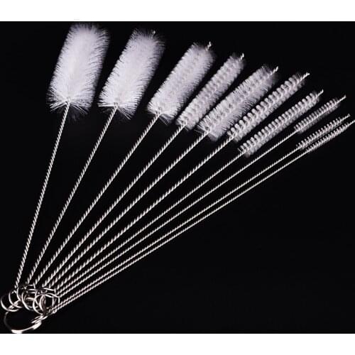 10 Pcs/Set Test Tube Brushes Metal Clean Glass Fumar Feeding Bottle Test Tube Glass Cleaning Brush