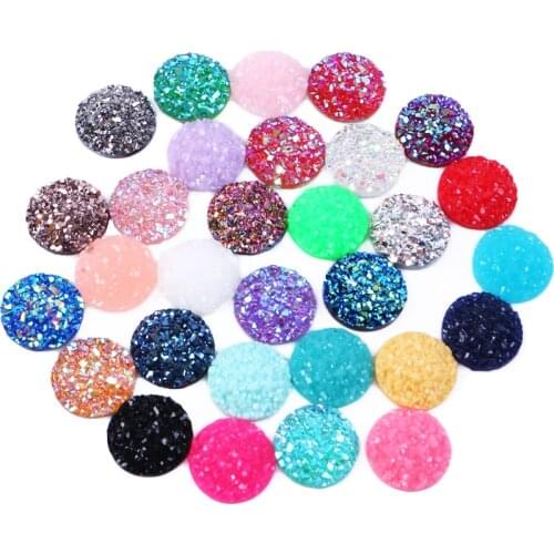 20pcs 12mm AB Resin Bling Convex Surface Ore 10mm Round Flatback Rhinestone Ornaments DIY Wedding Appliques ,20Yc4616