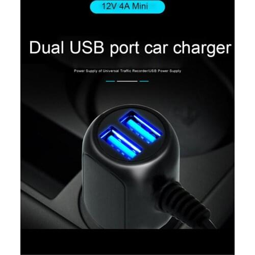 3.5m 12V 4A Car Charger For Dash Cam DVR RF Mini / Micro Cable Interface Dual USB Port