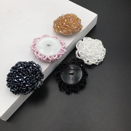 3 Pcs Faux Pearl Beads Flower Buttons 4.5cm Dia Hand Made for Sewing Clothes Windbreaker Sweater Coat Bag DIY Craft Projects