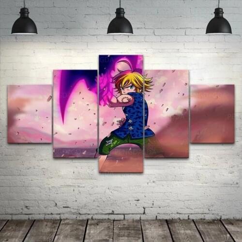 5 Pieces The Seven Deadly Sins Wall Art Canvas Painting HD Anime Prints Poster Pictures for Living Room Home Decor Artwork