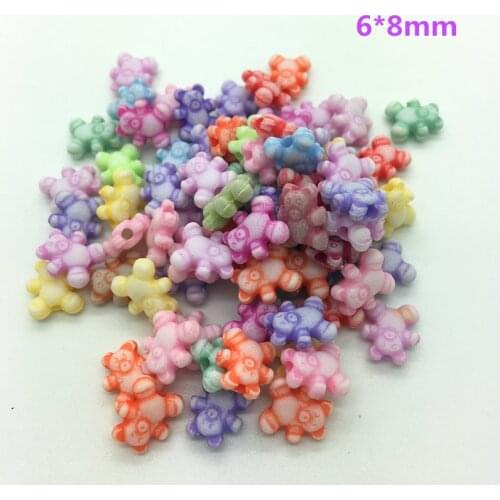 50pcs 6*8mm Bear Mixed Colors Acrylic Perforation Beads DIY Jewelry Making Earrings Necklace Bracelet Accessories #No-39