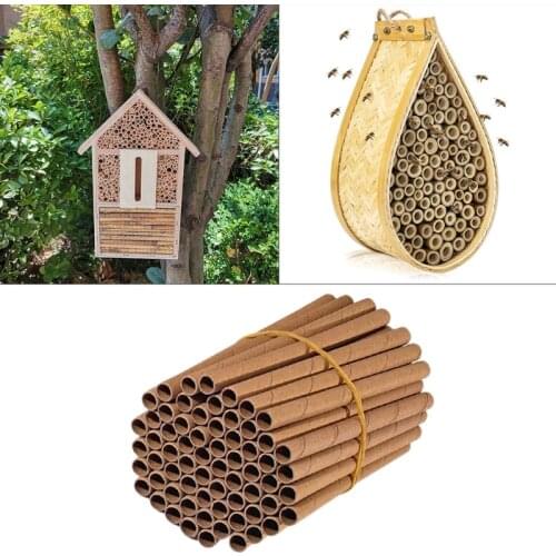 50Pcs Bee House Tubes Refill Bee Paper Tube Liners for Insect Nest Beehive House Garden Pollinator Bee House Nest Tubes