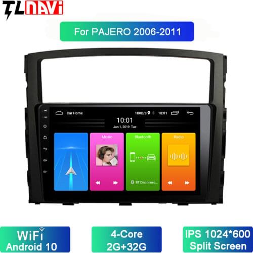 9 Inch Android 10 IPS 2.5D Touchscreen Radio For Mitsubishi Pajero 2006-2011 With Bluetooth USB WIFI Support SWC