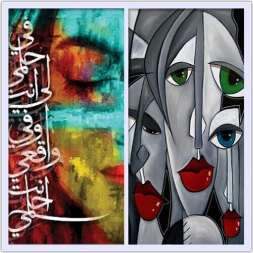 Abstract lady line painting diamond painting picture home decor modern wall art character body face painting rhinestone mosaic l