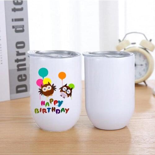 20pcs/Lot 12oz Straight Wine Tumbler Sublimation Wine Glass Stainless Steel Double Wall Beer Cups With Seal Lid For Party Gifts