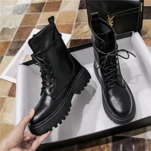 British Muffins lace up boots women shoes winter warm plush fur botas short riding boots microfiber platform boots femmes 2020