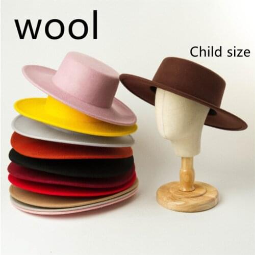 Fedora Childrens Wool Top Hat Wool Top Hat Panama Shopping Travel Style Felt Flat Top Fedora Hat кепкаженская