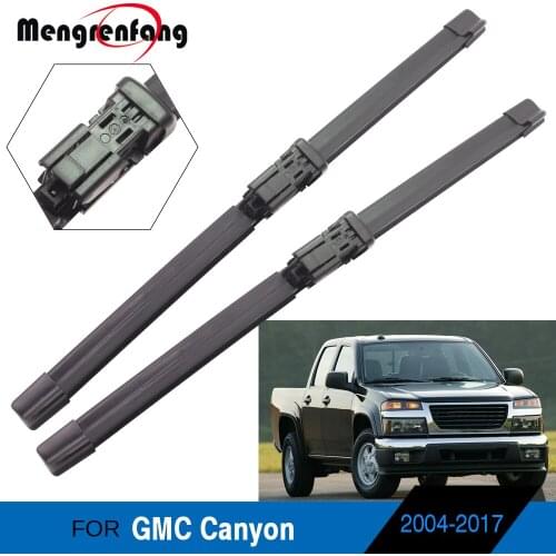 For GMC Canyon Car Accessories Soft Rubber Wiper Blades Front Windscreen Wiper Push Button & J Hook Arms 2004-2017