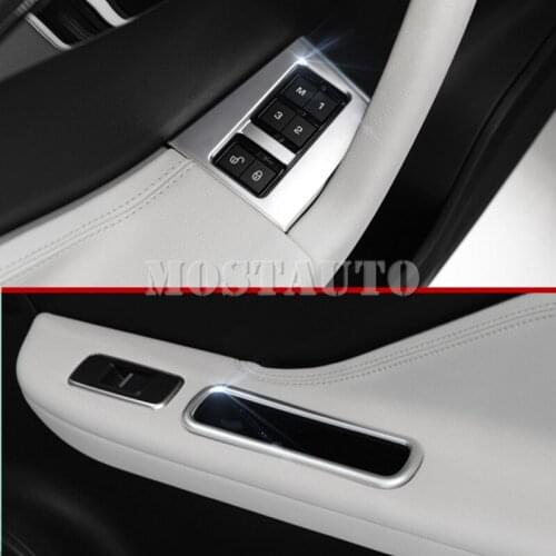 For Jaguar F-Pace X761 Inner Door Storage Box & Seat Memory Trim Cover 2016-2019 4pcs Car Accessories Interior