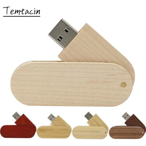 Pen Drive Wooden Pendrive 128GB 64GB 256GB Wood USB flash drive 128 gb 4GB 32GB 8GB 16GB Personalise Thumb drive Rotatable Oval