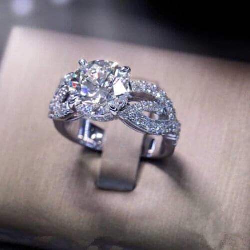 Huitan Romantic Proposal Rings for Girlfriend High-quality Silver Color Cubic Zirconia New Rings Statement Engagement Jewelry
