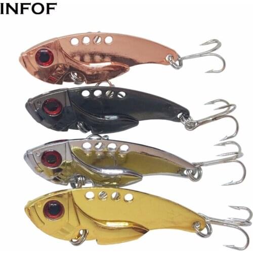 INFOF 8Pcs Metal VIB Lures 5.5cm/11g Vibrations Spoon Lure Fishing Bait Bass VIB Bait Artificial Bait Cicada Lure Vibe Baits