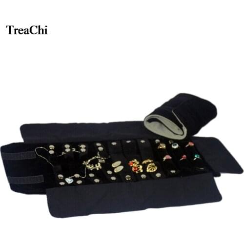 Fine Mini Foldable Velvet Jewelry Display Pouch Bracelet Pendant Ring Storage Case Earring Organizer Travel Roll Bag 12*16 cm