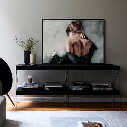 Slim Girl Back View Portrait Wall Art 5D DIY Poured Glue Diamond Printing Kits Scalloped Edge Canvas Industrial Loft Decoration