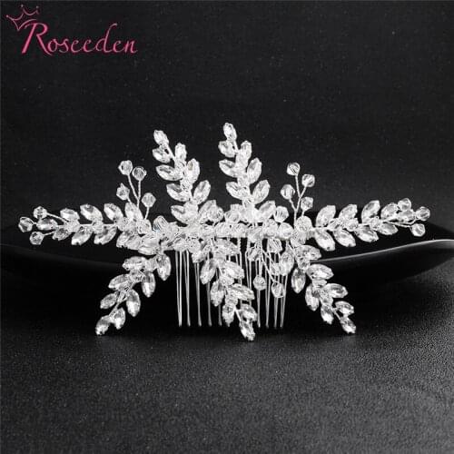 Classic Handmade Hair Comb Handmade Floral Bridal Headpiece Rhinestone Crystal Wedding Hair Jewelry For Bride Girls Party RE3410