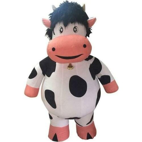 Cosplay Inflatable Costume Milk Cow Mascot Fursuit Halloween Fancy Party Dress-up Outfit Clothing Carnival for Advertising
