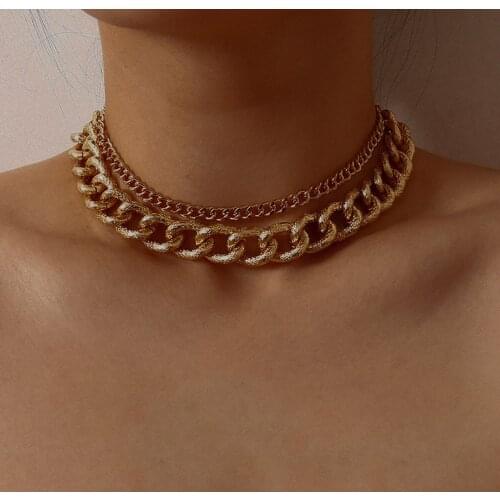 Europe and America Exaggerated Jewelry with Ripple Chain Punk Geometry Thick Chain Set Necklace for Female Gifts