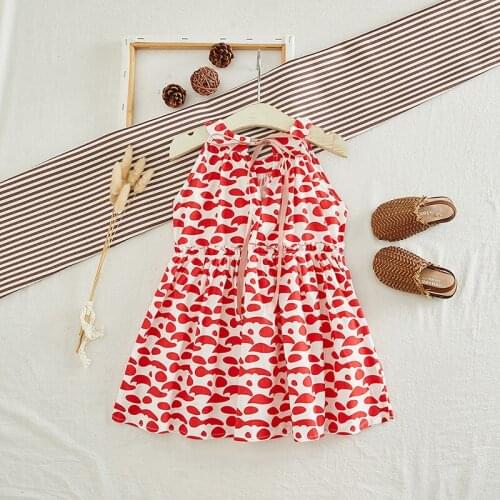 HOT Sleevelesss Ribbons Ruched Floral Dress For Girl Summer Beach Party Princess Dresses Toddler Baby Dress Kids Girls Clothes