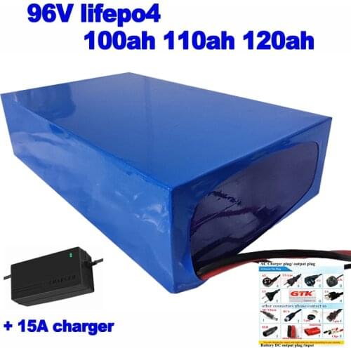 Lifepo4 96v 100ah 110ah 120ah LFP lithium iron battery akku for Tourist car Caravan Wheel chair E-truck E-sweeper + 10A charger