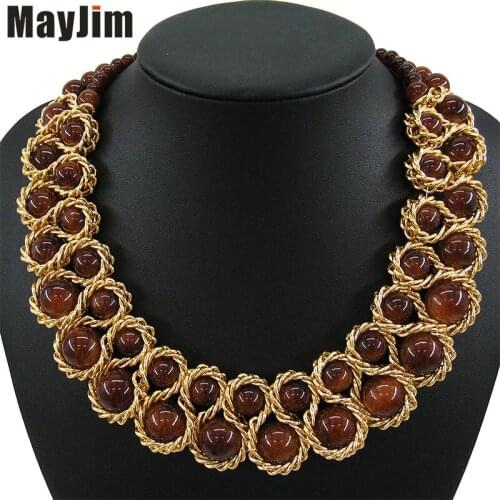 MayJim Statement Fashion Necklace for Women 2018 Vintage Collar Gold Chain Bead Crystal Choker Necklaces & Pendants Bijoux