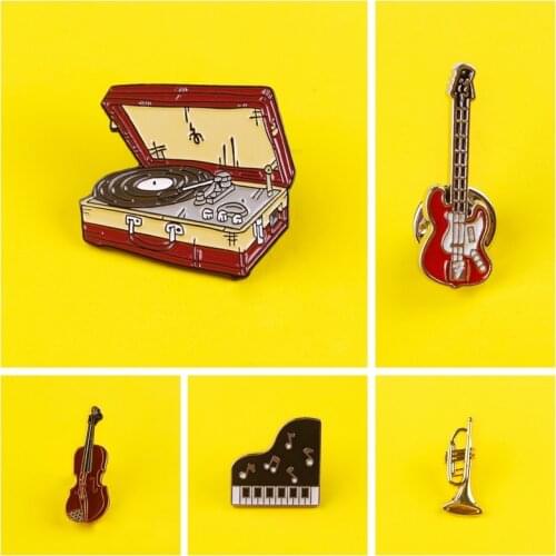 Cute Musical Instrument Badges on Backpack Guitar Brooches Badges for Clothes Badge Zinc Alloy Pins for Backpacks Clothes Lapel