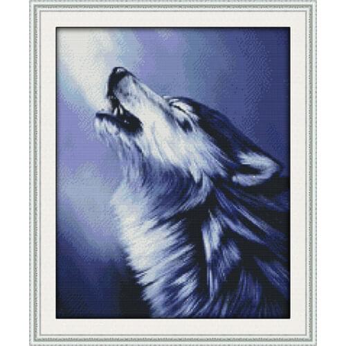 Howl cross stitch kit 14ct 11ct pre stamped canvas cross stitching animal lover embroidery DIY handmade needlework