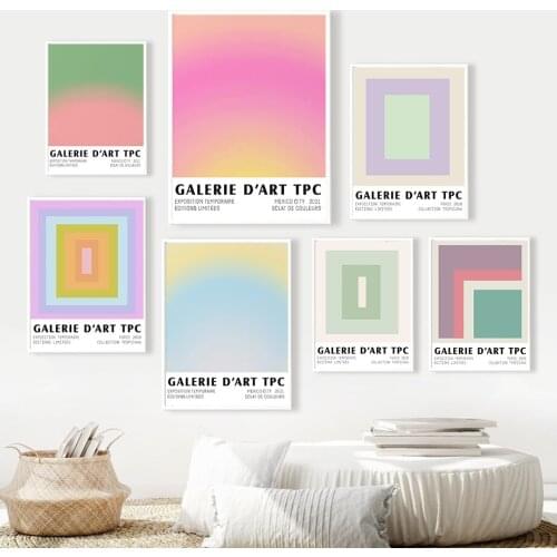Color Block Gradient Pastel Mint Abstract Wall Art Canvas Painting Nordic Posters And Prints Wall Pictures For Living Room Decor