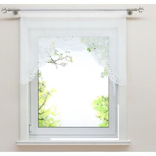 New Embroidery Window Curtain Europe Irregular Bevel Edge Living Room Curtains Short Sheer Tulle Voile Kitchen Balcony