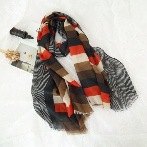 2018 Newest Geometry Fringe Scarves Shawls Cotton Stripe Pattern Muslim Wrap Scarf Hijab 4 Color Free Shipping