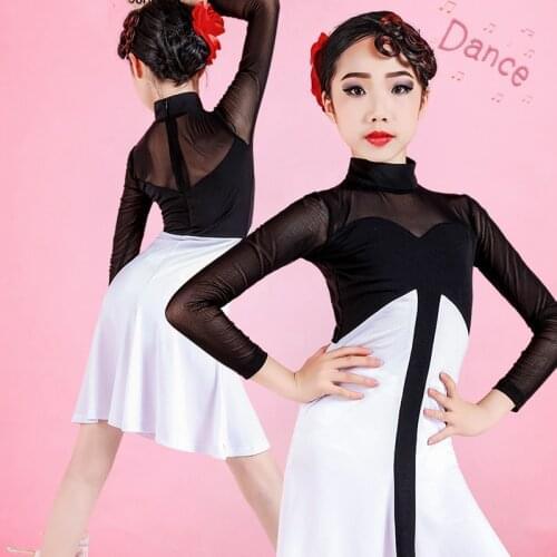 Latin Dance Practice Clothes For Girls Long Sleeve Rumba Dancewear Children Samba Tango Salsa Competition Dancing Costumes VO232