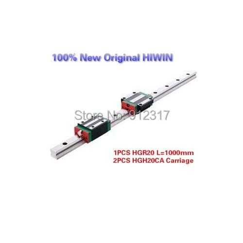 Original HIWIN Linear Guide Rails 1PCS HGR20 L=1000mm+2PCS HGH20CA carriage