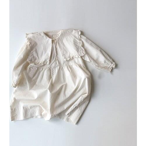 2021 Korean autumn dress new skirt girls' baby Korean foreign style ear edge Lapel dress