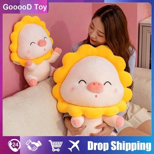 35/45/60Cm Kawaii Sunflower Pig with Angel Wings Plushie Soft Toy Stuffed Toys Animal Pillow Room Decor Birthday Gift for Gilrs