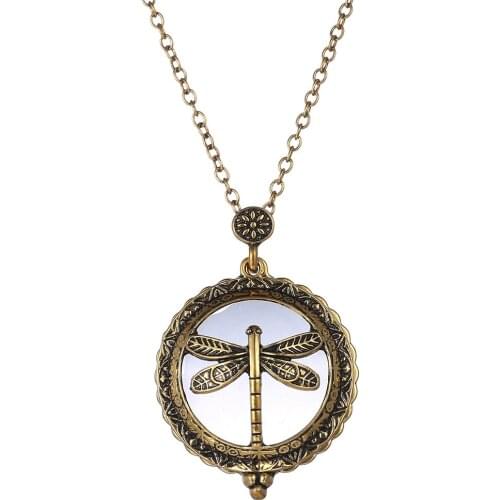 Hollow Dragonflies Loupe Pendant Necklace Alloy, Retro Sweater Chain Personality