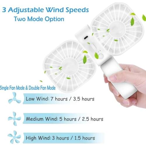 Mini Handheld Personal Portable Foldable USB Rechargeable 180° Rotation Cooling Fan with 3 Speed Adjustable Small Desktop Fan