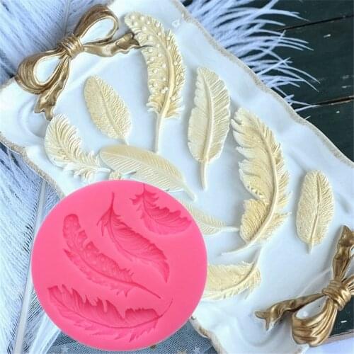 Birds Feathers Chocolate DIY Fondant Cake decorating tools 3D Reverse Sugar Molding lace border silicone mold Polymer Clay Molds