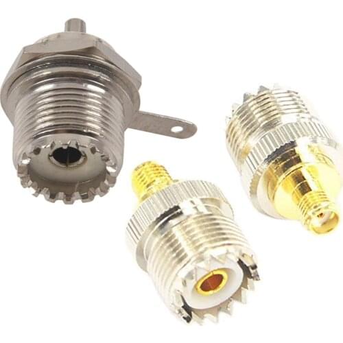 LBER 1x UHF Female SO239 Jack Bulkhead Solder Connector & 2x RF Coax SMA female to SO239 female UHF Jack SO-239 Antenna