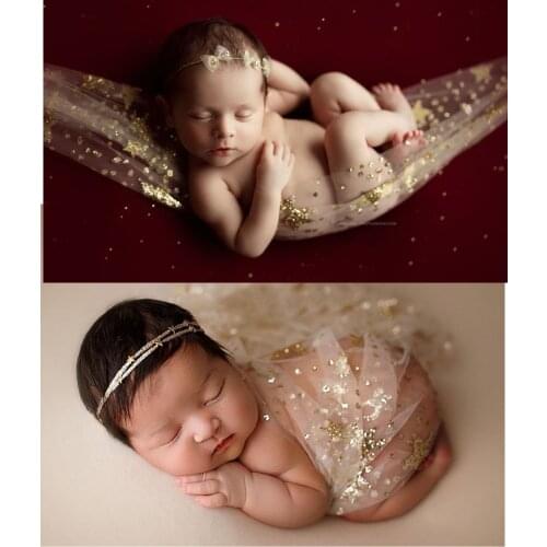 Newborn Photography Props Wrap Starry Sky Blanket Baby Photo Background Bronzing Fabric Glitter Cloth Studio Maternity Shooting