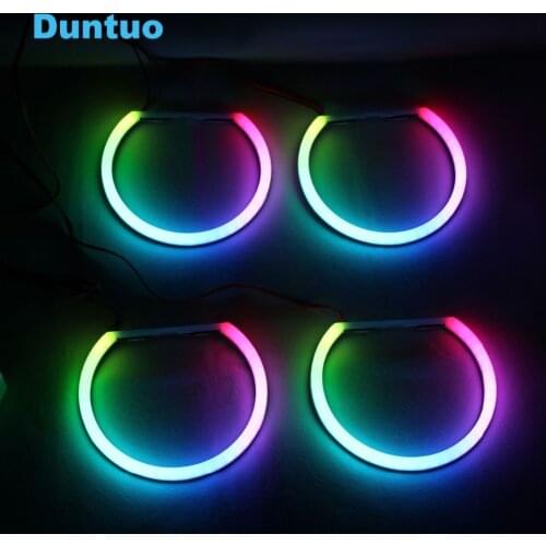 RGBW Angel Eyes Revolving Dynamic Cotton LED Sequential Flowing Bluetooth Wireless Control For 3 5 7 Series BMW E36 E38 E39 E46