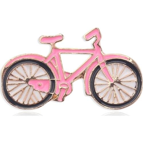 Pink color bicycle brooch fashion bike enamel pins