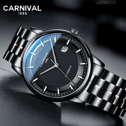 Switzerland CARNIVAL Automatic Watch Men Mechanical Watches Sapphire Double Calendar Waterproof Reloj High End MIYOTA 8215 Watch