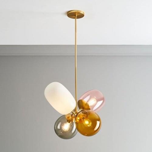 Colorful Glass LED Pendant Light Nordic Modern Personality Children Room Bedroom Dining Living Room Light Hanging Lamps Lighting
