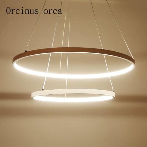 Restaurant light simple modern led art personality creative circle Nordic study bedroom living room Chandelier Postage free