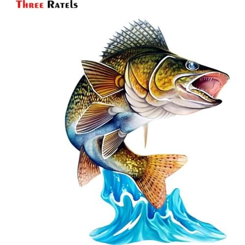 Three Ratels FC68 Cool Jumping Bass Trout 3D Fish Art Wall Sticker Decal for Car Bike Guitar Laptop Sticker Car