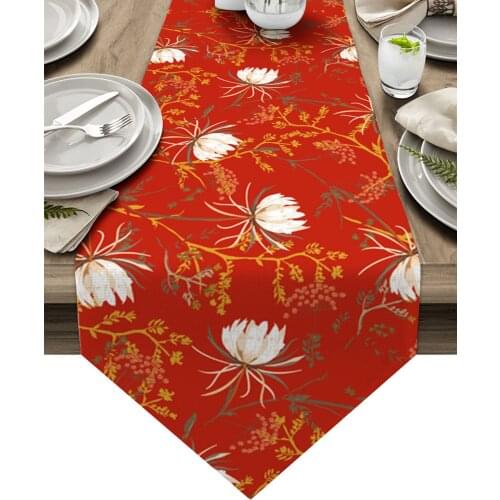 Vintage Snowdrop Flower Plant Table Runners Home Dining Coffee Table Decor Table Cloth Wedding Decoration Table Cover