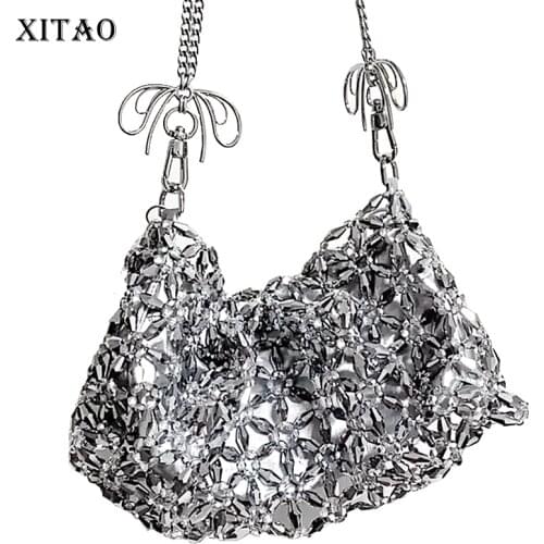 XITAO Crystal bag silver underarm bag fashion new women patchwork 2021 summer Niche design package butterfly rhinestones LDD2093