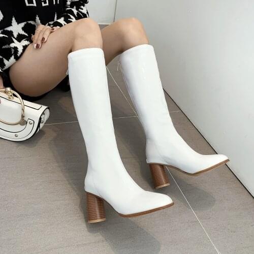 Womens Fashion Boots Knee High Slim Boots Solid Color Riding Boots Women Elegant Side Zip Comfortable Boots Plus size Shoes