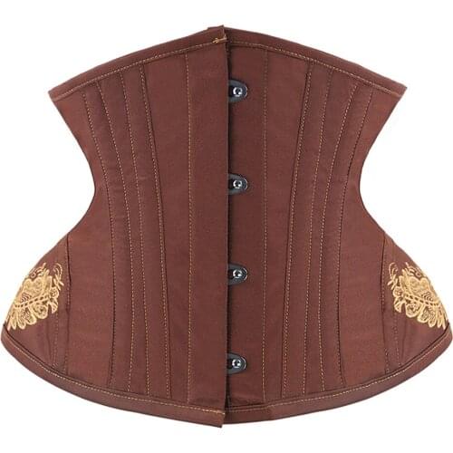 Womens Embroidery Spiral Steel Boned Lace up Underbust Corset Waist Training Sexy Floral Bustier Lingerie Corselet